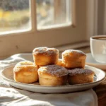 Golden-brown Cinnamon Sugar French Toast Muffins on a breakfast table.