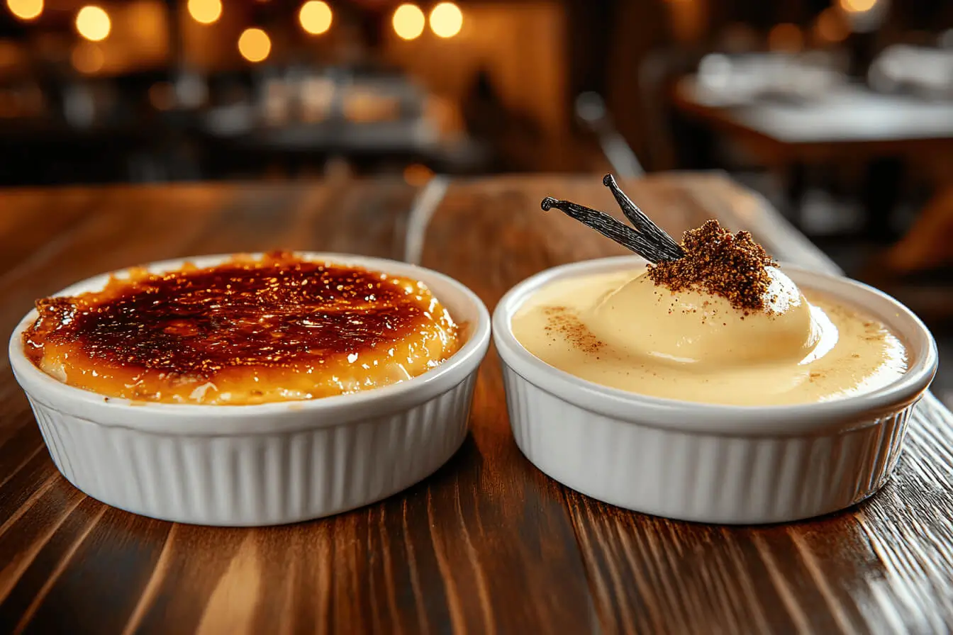 Crème Brûlée and Custard side by side comparison.