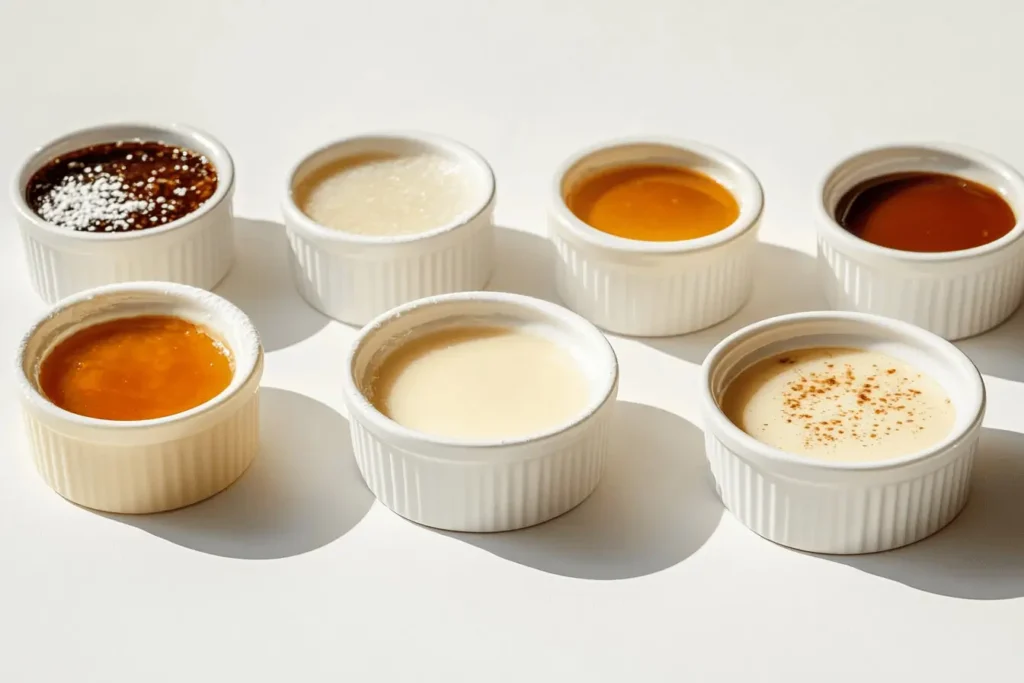 Crème Brûlée and Custard nutrition comparison chart.