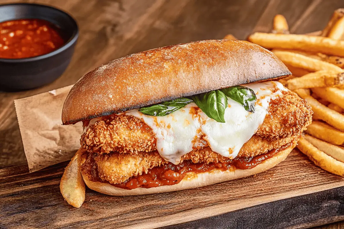 Freshly Made Chicken Parm Sandwich with Marinara and Cheese