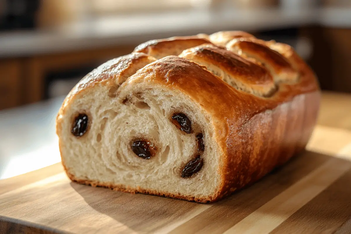 Ingredients for cinnamon raisin sourdough bread on a modern countertop