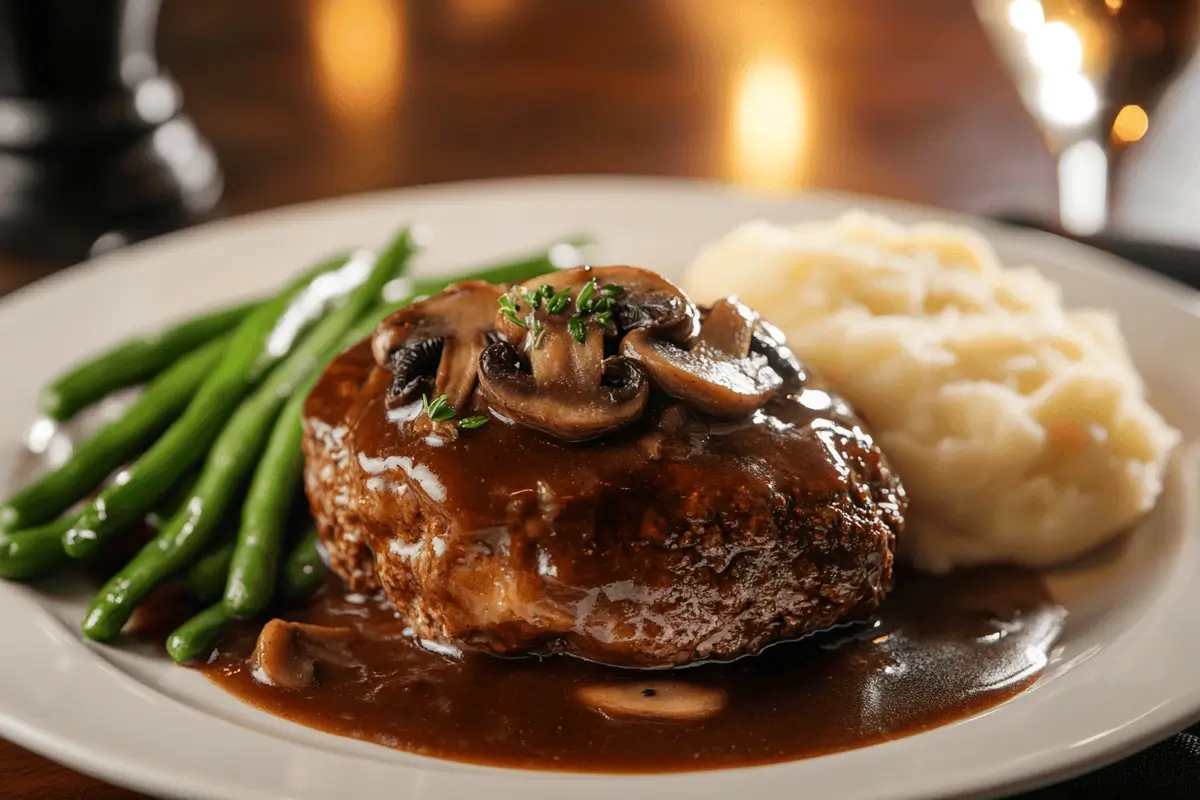 Juicy Salisbury steak with mushroom gravy